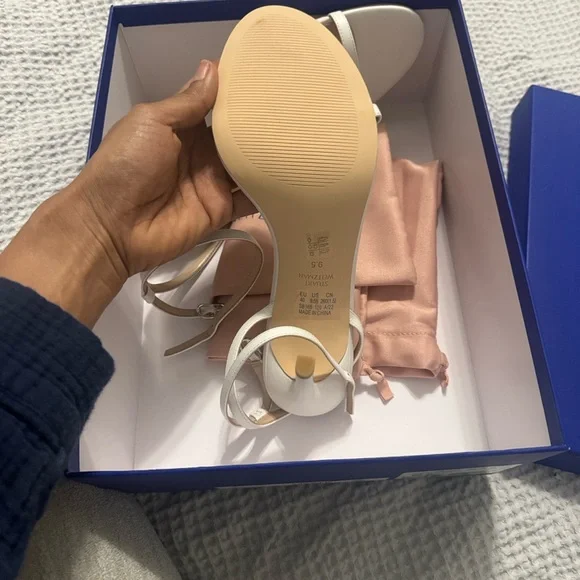 NIB TUART WEITZMAN Amelina 95 white leather sandals size EU 40 and US 9.5 B - Picture 4 of 8